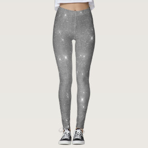 Silver Sparkle Girly Star Leggings