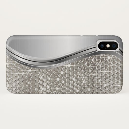 Silver Sparkle Glam Bling Metal Look Case-Mate iPhone Hülle (Rückseite (Horizontal))
