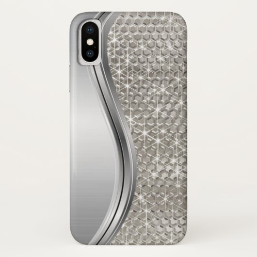 Silver Sparkle Glam Bling Metal Look Case-Mate iPhone Hülle (Rückseite)