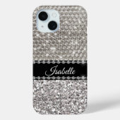 Silver Sparkle Glam Bling Personalisiert Metal Case-Mate iPhone Hülle (Rückseite)