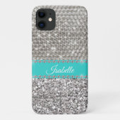 Silver Sparkle Glam Bling Personalisiert Metal Case-Mate iPhone Hülle (Rückseite)