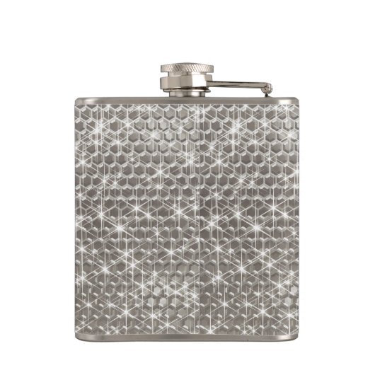 Silver Sparkle Glam Bling Personalisiert Metal Flachmann (Rückseite)
