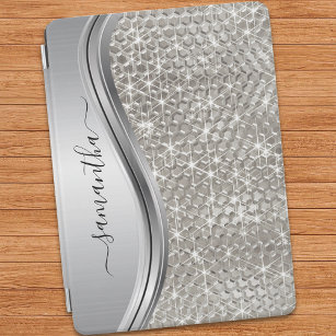 Silver Sparkle Glam Bling Personalisiert Metal iPad Air Hülle