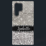 Silver Sparkle Glam Bling Personalisiert Metal Samsung Galaxy Hülle<br><div class="desc">Jeder Glitzer oder Diamanten im Design sind Fotos und simuliert. Dieses Design kann in dem Bereich personalisiert werden, der durch das Ändern des Fotos und/oder Textes zur Verfügung gestellt wird. Sie können auch angepasst werden, indem Sie auf Vorlage personalisieren klicken und dann auf die Schaltfläche klicken, um weitere Optionen anzupassen,...</div>