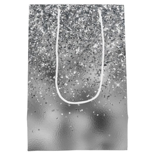 Silver Sparkle Glam Mittlere Geschenktüte (Rückseite)