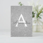 Silver Sparkle Glitzer 16 . Geburtstag Geburtstag Einladung (Stehend Vorderseite)