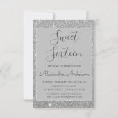 Silver Sparkle Glitzer 16 . Geburtstag Geburtstag Einladung (Rückseite)