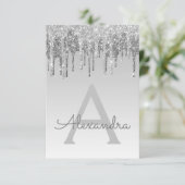 Silver Sparkle Glitzer 16 . Geburtstag Geburtstag Einladung (Stehend Vorderseite)