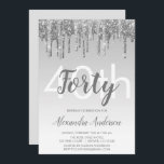 Silver Sparkle Glitzer 40. Geburtstag Party Einladung<br><div class="desc">Silver Sparkle und Dripping Glitzer Ombre Girly Birthday Party 40. Geburtstag Party Einladung. Dieses moderne 40-jährige Jubiläum lädt zum modernen und eleganten Sparkle Glitzer Girly Party ein,  das stilvoll zelebriert. Bitte kontaktieren Sie den Designer,  um passende Sonderanfertigungen zu erhalten.</div>