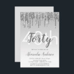 Silver Sparkle Glitzer 40. Geburtstag Party Einladung<br><div class="desc">Silver Sparkle und Dripping Glitzer Ombre Girly Birthday Party 40. Geburtstag Party Einladung. Dieses moderne 40-jährige Jubiläum lädt zum modernen und eleganten Sparkle Glitzer Girly Party ein,  das stilvoll zelebriert. Bitte kontaktieren Sie den Designer,  um passende Sonderanfertigungen zu erhalten.</div>