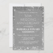 Silver Sparkle Glitzer 50. Hochzeitstag Einladung (Vorderseite)