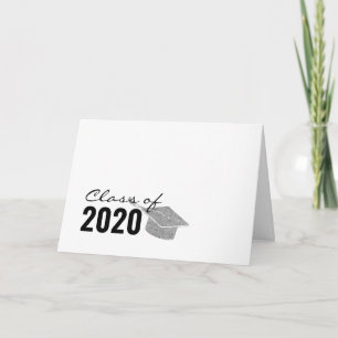 Silver Sparkle Glitzer Abschluss Class of 2020 Karte
