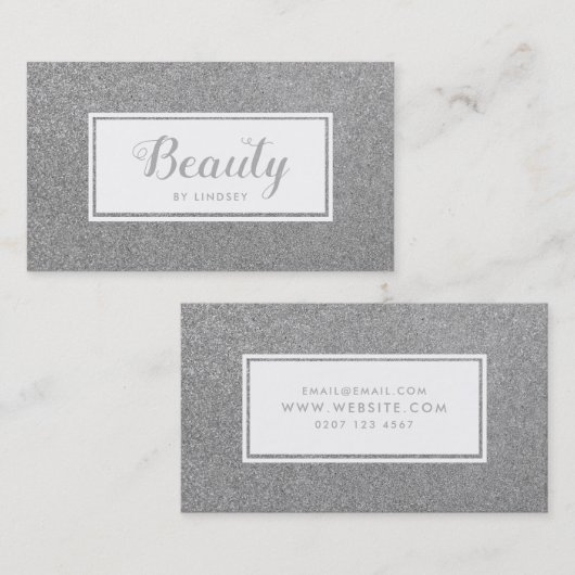 Silver Sparkle Glitzer Beauty bildet Künstler Visitenkarte (Vorne/Hinten)