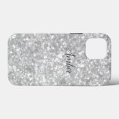 Silver Sparkle Glitzer Elegante Personalisiert Case-Mate iPhone Hülle (Rückseite (Horizontal))