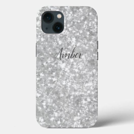Silver Sparkle Glitzer Elegante Personalisiert Case-Mate iPhone Hülle (Rückseite)
