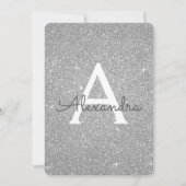 Silver Sparkle Glitzer Girly Birthday Party Einladung (Vorderseite)