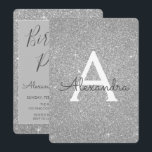 Silver Sparkle Glitzer Girly Birthday Party Einladung<br><div class="desc">Silver Sparkle Glitzer Girly Birthday Party Monogram Name and Initial Birthday Party Einladung. Diese Einladung ist ideal für das Silver Sparkle Glitzer Girly Party,  das in Luxus feiern möchte.</div>