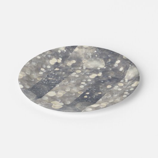 Silver Sparkle Glitzer Glamour Glam Moderne Modern Pappteller (Schrägansicht)