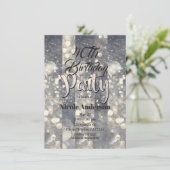 Silver Sparkle Glitzer Glamour Glam Modernes Party Einladung (Stehend Vorderseite)