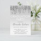 Silver Sparkle Glitzer Graduation Party Einladung (Stehend Vorderseite)