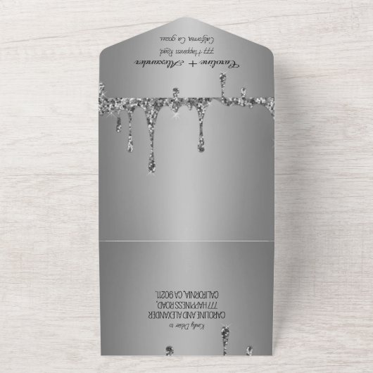 Silver Sparkle Glitzer Grau Script UAWG QR Code All In One Einladung (Außenbereich)