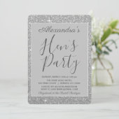 Silver Sparkle Glitzer Hens Party Einladung (Stehend Vorderseite)