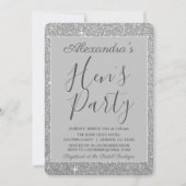 Silver Sparkle Glitzer Hens Party Einladung (Vorderseite)