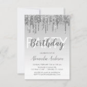 Silver Sparkle Glitzer jeden Geburtstag Einladung (Vorderseite)