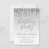 Silver Sparkle Glitzer jeden Geburtstag Einladung (Vorderseite)