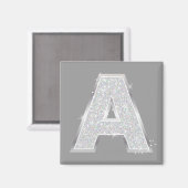 Silver Sparkle Glitzer Letter A Monogram Magnet (Vorderseite/Rückseite)