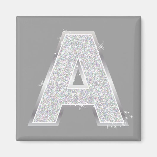 Silver Sparkle Glitzer Letter A Monogram Magnet (Vorne)