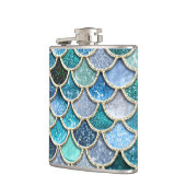 Silver Sparkle Glitzer Mermaid Scales Flachmann (Links)