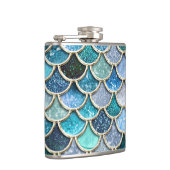 Silver Sparkle Glitzer Mermaid Scales Flachmann (Rechts)