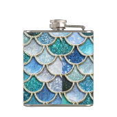 Silver Sparkle Glitzer Mermaid Scales Flachmann (Rückseite)