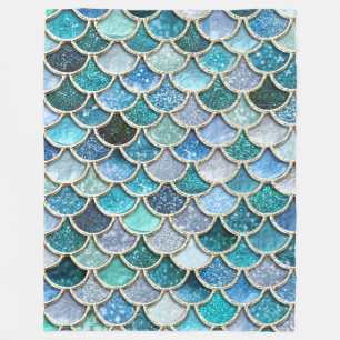 Silver Sparkle Glitzer Mermaid Scales Fleecedecke