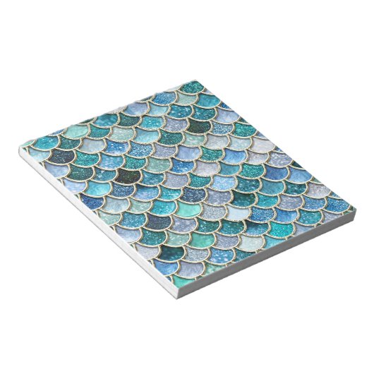 Silver Sparkle Glitzer Mermaid Scales Notizblock (angewinkelt)