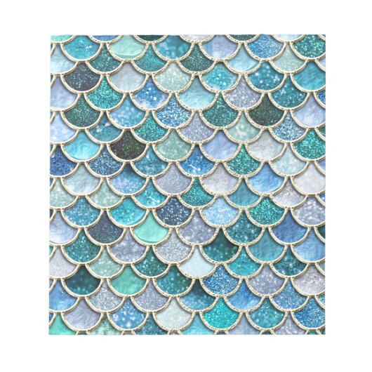 Silver Sparkle Glitzer Mermaid Scales Notizblock (Vorderseite)