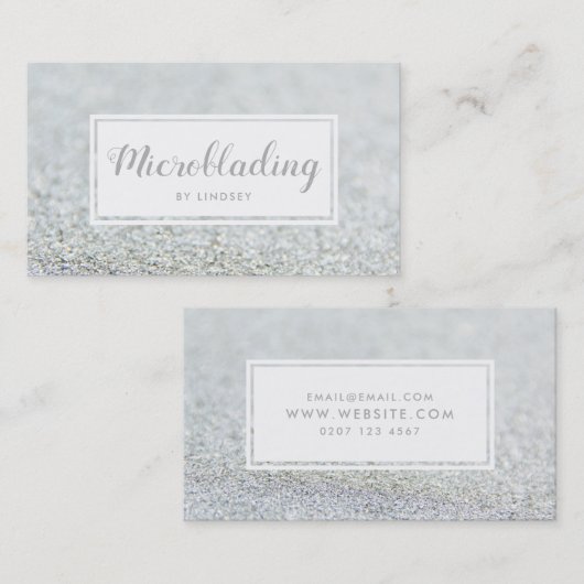 Silver Sparkle Glitzer Microblading Visitenkarte (Vorne/Hinten)