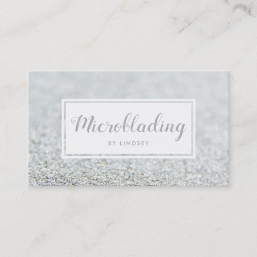 Silver Sparkle Glitzer Microblading Visitenkarte (Vorderseite)