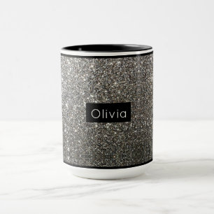 Silver Sparkle Glitzer mit Personalisiertem Namen Tasse