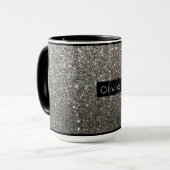 Silver Sparkle Glitzer mit Personalisiertem Namen Tasse (Vorderseite Links)