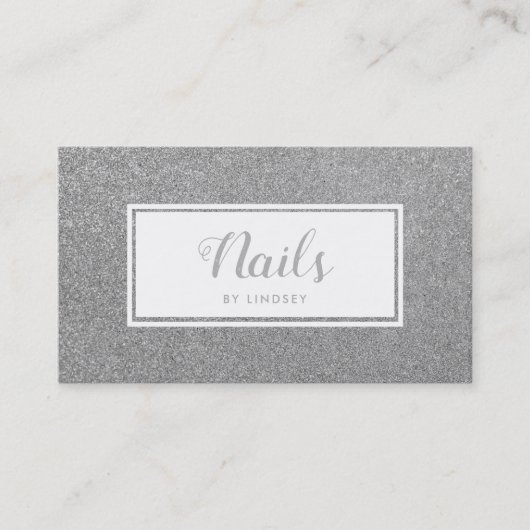 Silver Sparkle Glitzer Nail Artist Visitenkarte (Vorderseite)