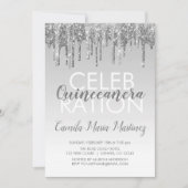 Silver Sparkle Glitzer Quinceanera Celebration Einladung (Vorderseite)