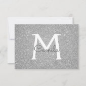 Silver Sparkle Glitzer Quinceanera Save the Date (Vorderseite)