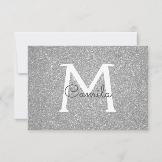 Silver Sparkle Glitzer Quinceanera Save the Date (Vorderseite)