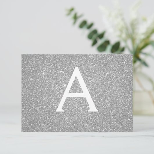 Silver Sparkle Glitzer Sweet 16 Save the Date (Stehend Vorderseite)