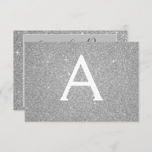 Silver Sparkle Glitzer Sweet 16 Save the Date (Vorne/Hinten)