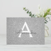 Silver Sparkle Glitzer Sweet 16 Save the Date (Stehend Vorderseite)
