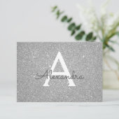 Silver Sparkle Glitzer Sweet 16 Save the Date (Stehend Vorderseite)