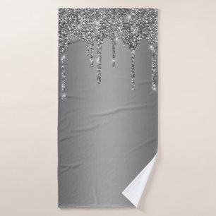 Silver Sparkle Glitzer Tropfens Chic Badhandtuch Set